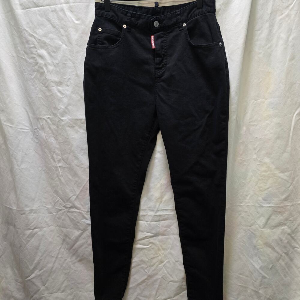 Dsquared2 Honey High Waist Twiggy Jean size 46 black denim button fly